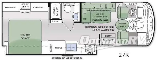 2015 Thor Hurricane 27K RV Floorplan Photo