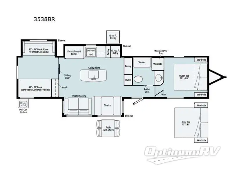2021 Winnebago Towables Voyage 3538BR Floorplan Photo