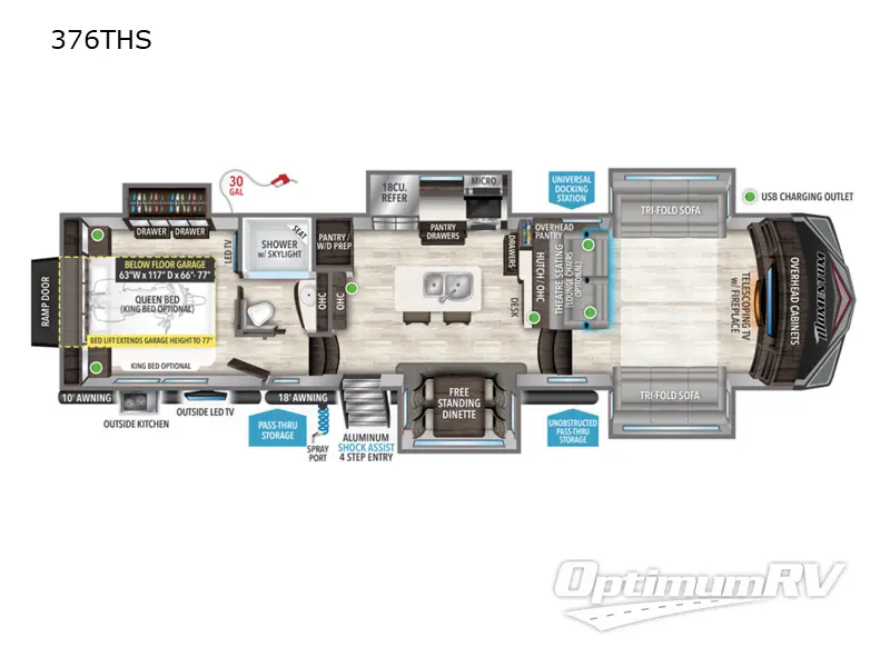 2022 Grand Design MOMENTUM 376THS RV Floorplan Photo