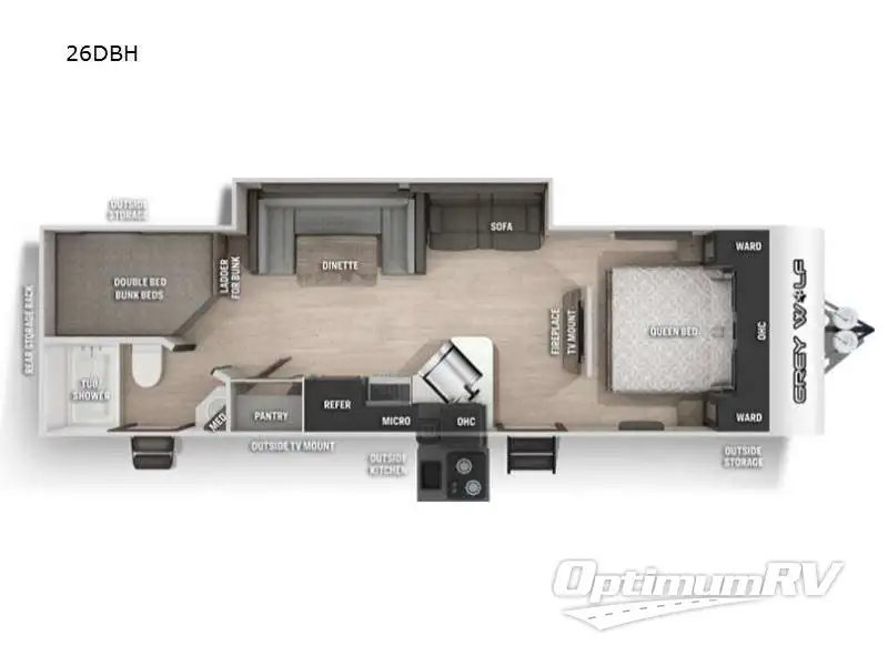 2021 Forest River Cherokee Grey Wolf 26DBH RV Floorplan Photo