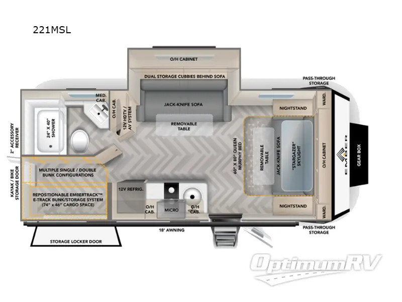2023 Ember Overland Series 221MSL Floorplan Photo