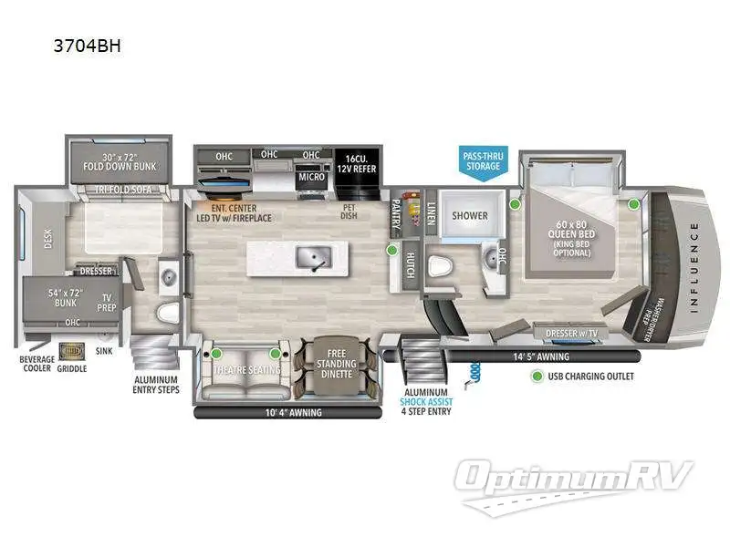 2024 Grand Design Influence 3704BH RV Floorplan Photo