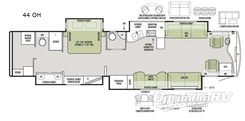 2019 Tiffin Phaeton 44OH Floorplan Photo