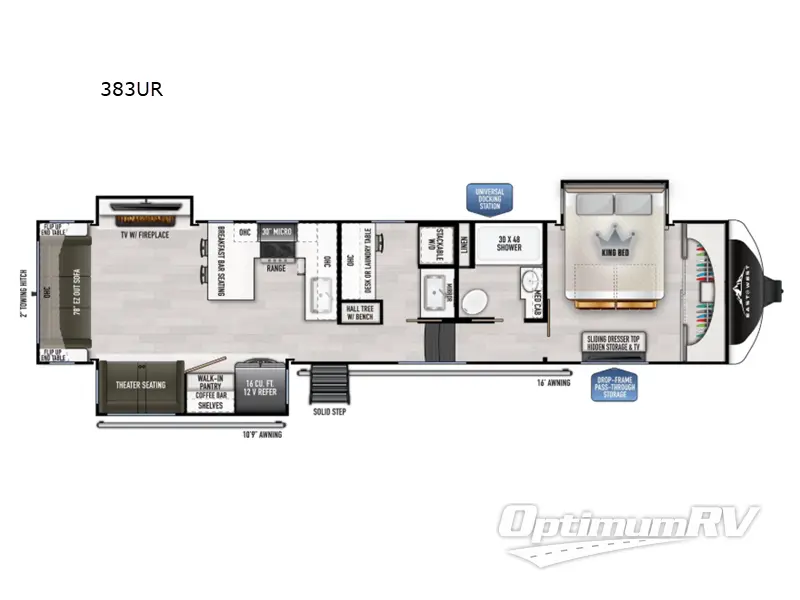2026 East To West Ahara 383UR RV Floorplan Photo