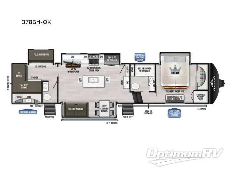 2026 East To West Ahara 378BH-OK Floorplan Photo