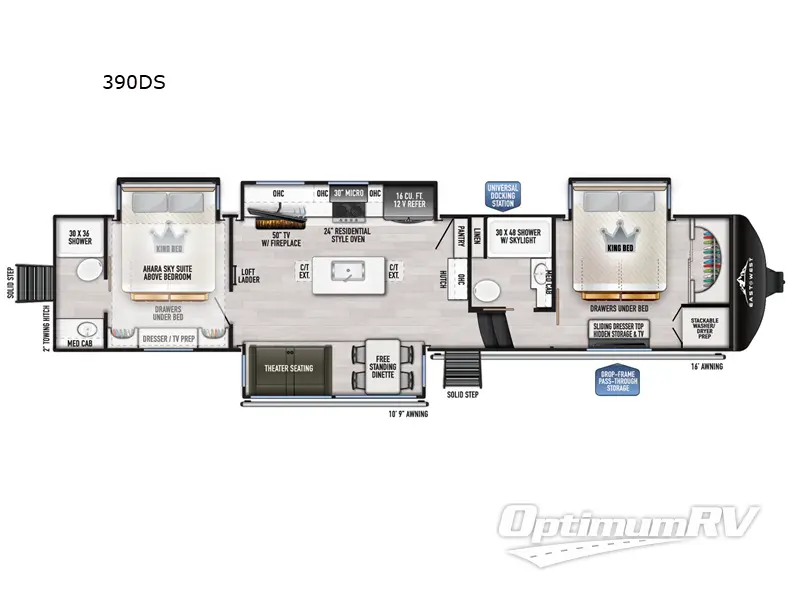 2026 East To West Ahara 390DS Floorplan Photo