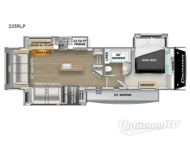 2022 Prime Time Crusader 335RLP RV Floorplan Photo