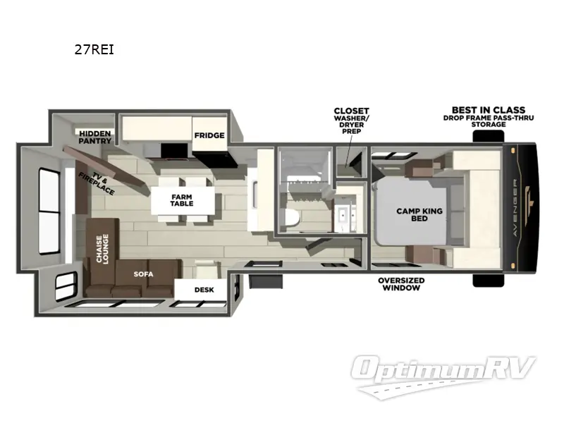 2026 Prime Time Avenger 27REI Floorplan Photo