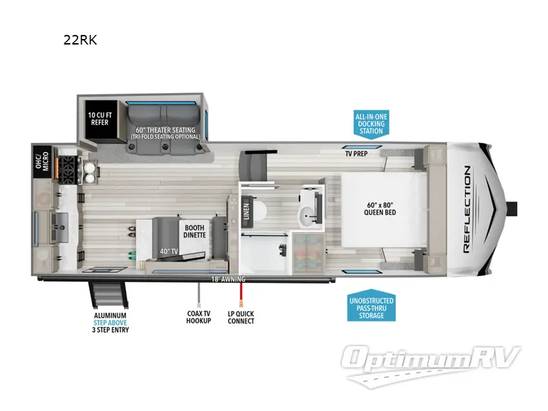 2025 Grand Design Reflection 100 Series 22RK Floorplan Photo