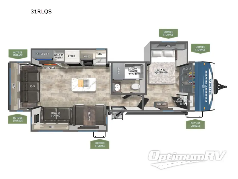 2027 Forest River Puma 31RLQS RV Floorplan Photo