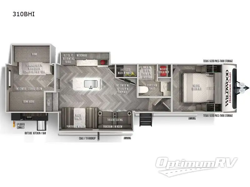 2022 Forest River Wildwood Heritage Glen 310BHI RV Floorplan Photo