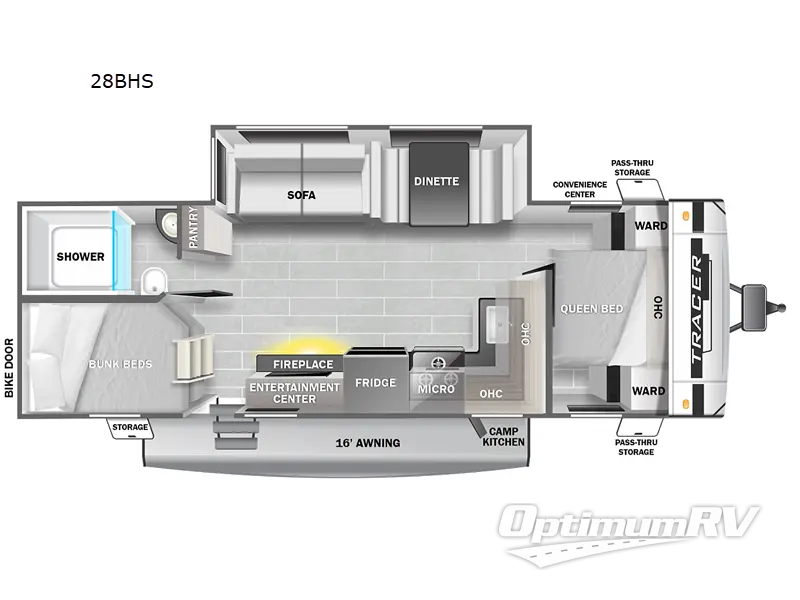 2023 Prime Time Tracer 28BHS RV Floorplan Photo