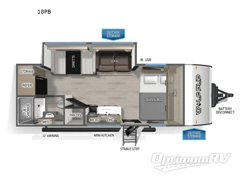 2027 Forest River Cherokee Wolf Pup 18PB Floorplan Photo
