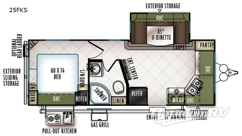 2018 Forest River Flagstaff Micro Lite 25FKS Floorplan Photo