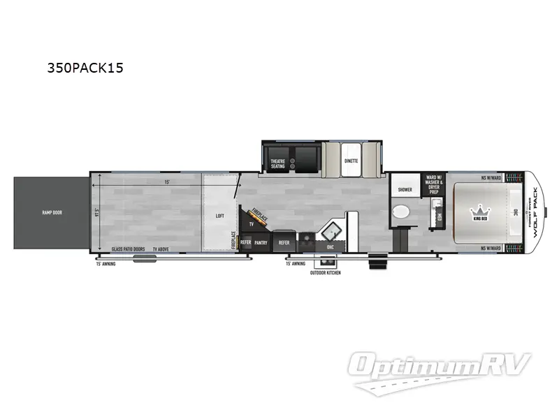 2025 Forest River Cherokee Wolf Pack 350PACK15 RV Floorplan Photo