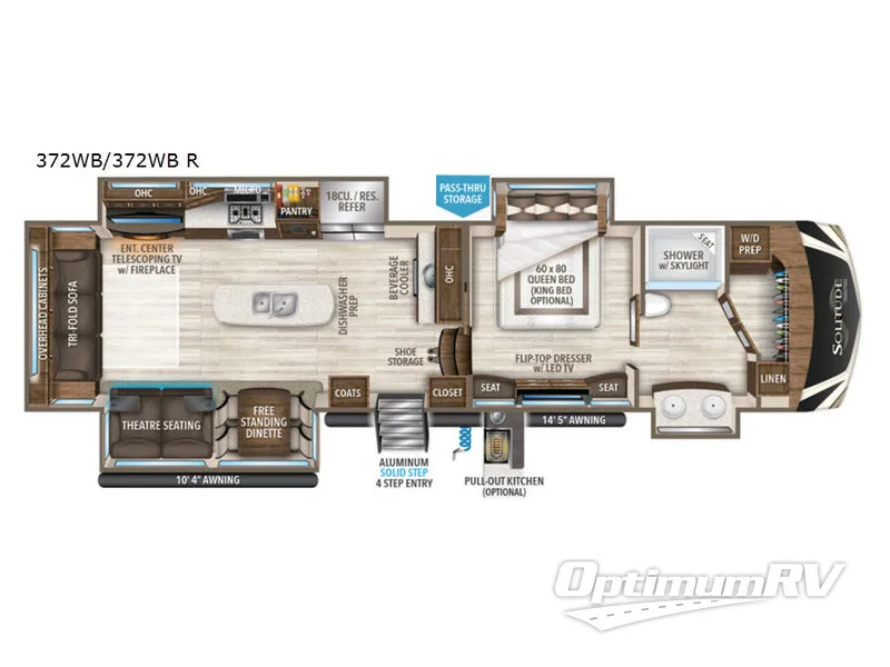 2019 Grand Design Solitude 372WB RV Floorplan Photo