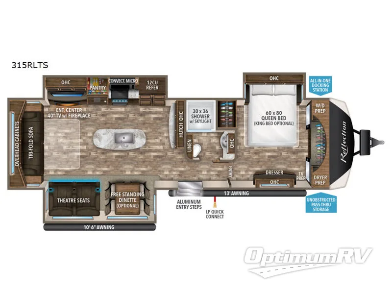 2019 Grand Design Reflection 315RLTS Floorplan Photo