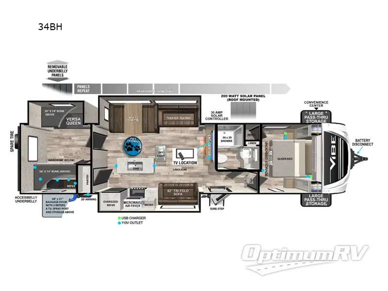 2024 Forest River Vibe 34BH RV Floorplan Photo