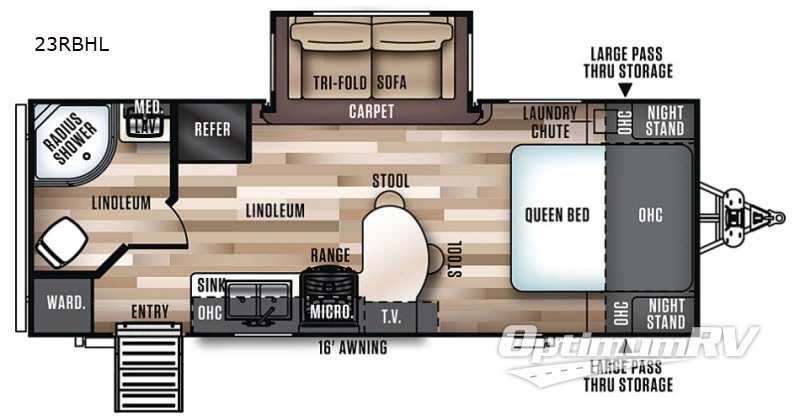 2019 Forest River Salem Hemisphere Hyper-Lyte 23RBHL RV Floorplan Photo