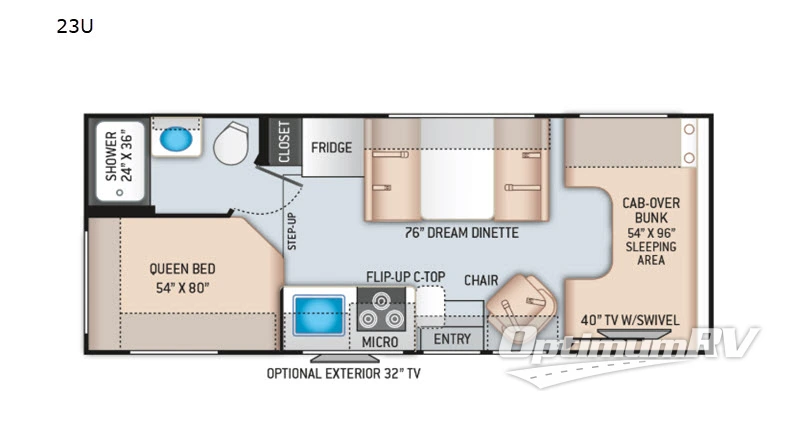2022 Thor Four Winds 23U RV Floorplan Photo
