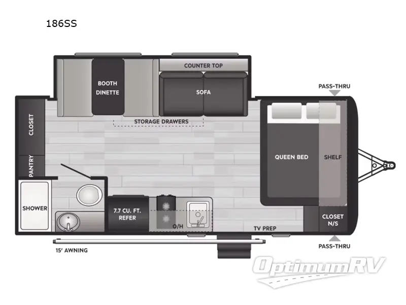 2024 Keystone Hideout Sport Single Axle 186SS RV Floorplan Photo