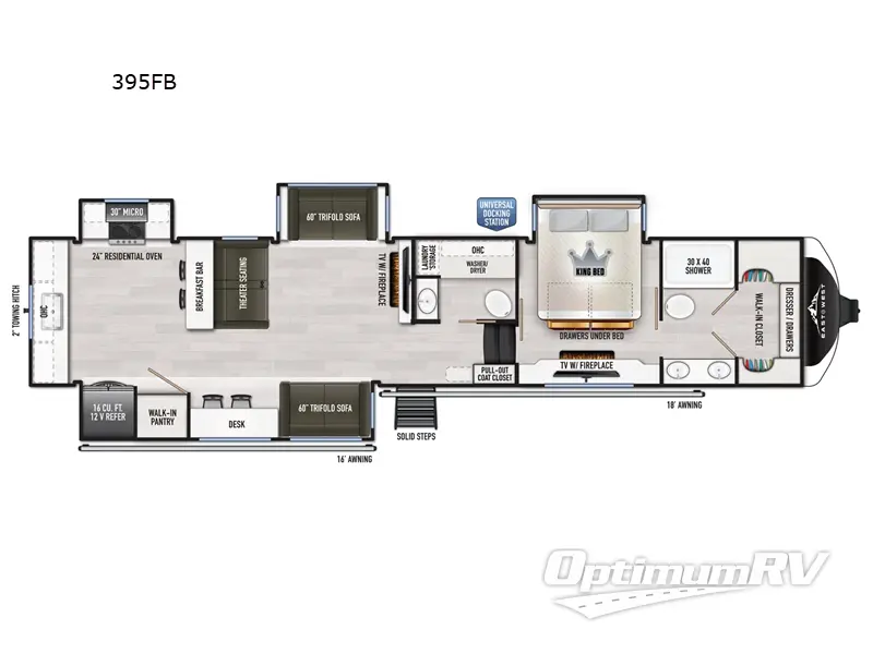 2027 East To West Ahara 395FB RV Floorplan Photo