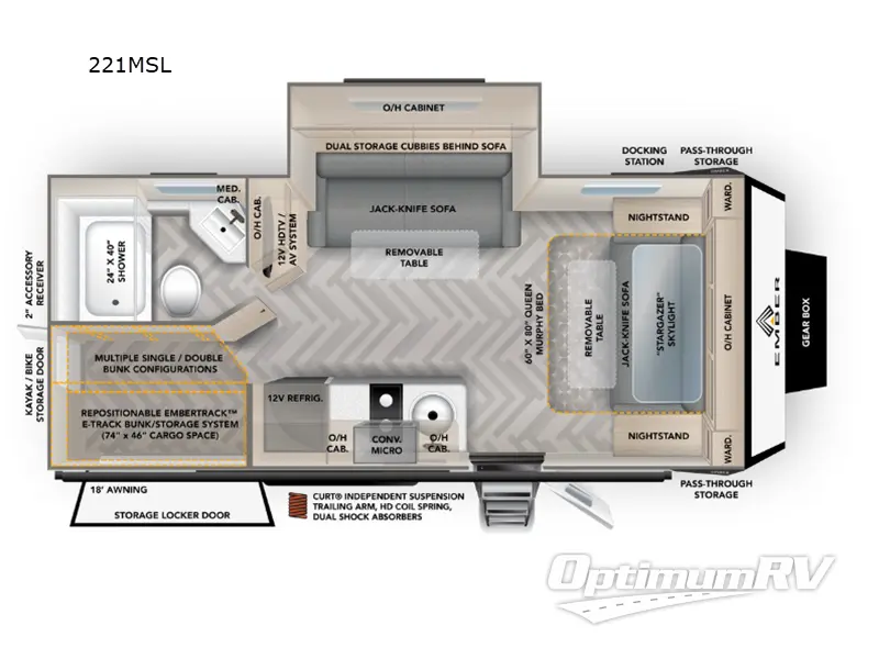 2025 Ember Overland Series 221MSL Floorplan Photo