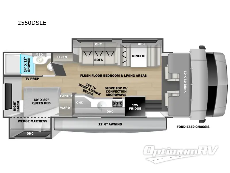 2025 Forest River Sunseeker LE 2550DSLE Ford Floorplan Photo