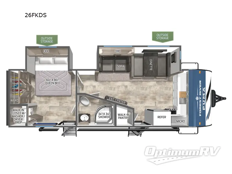 2025 Palomino Puma 26FKDS Floorplan Photo