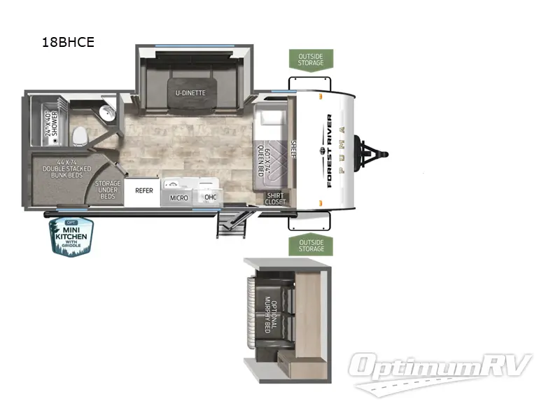 2026 Forest River Puma Camping Edition 18BHCE RV Floorplan Photo
