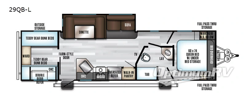 2019 Forest River Cherokee Alpha Wolf 29QB-L RV Floorplan Photo