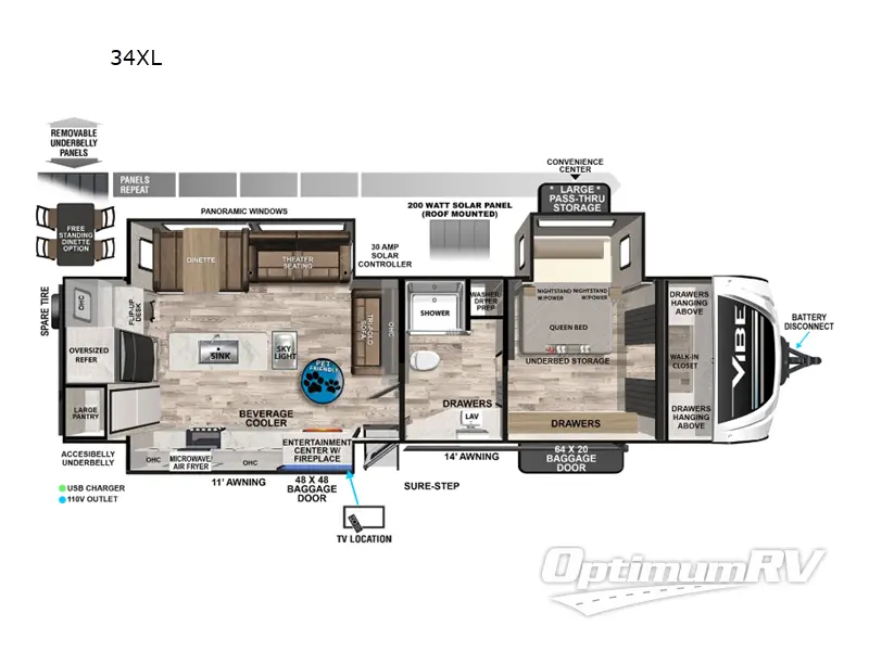 2024 Forest River Vibe 34XL Floorplan Photo