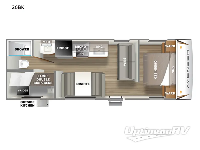 2022 Prime Time Avenger 26BK Floorplan Photo