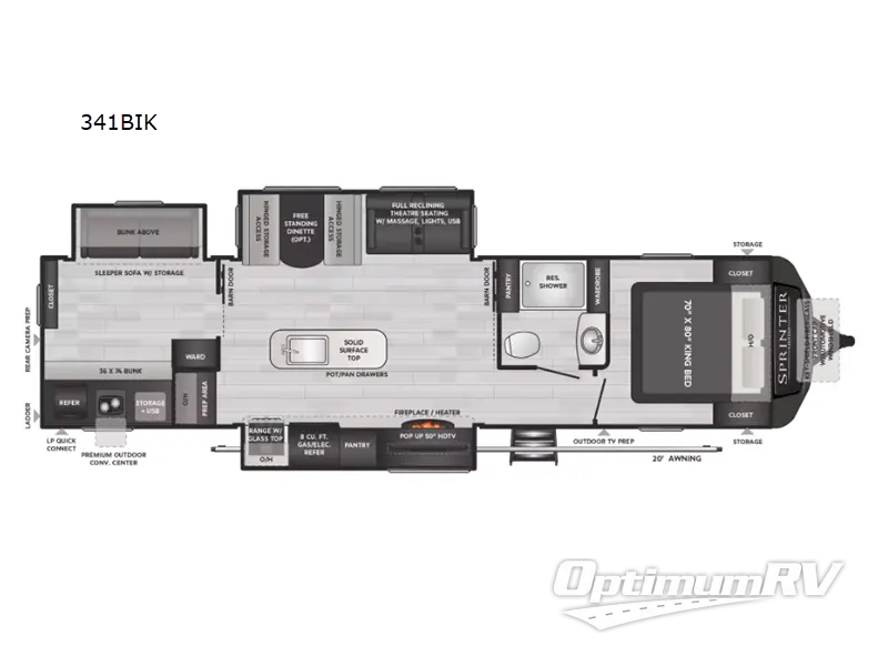 2023 Keystone Sprinter Limited 341BIK Floorplan Photo