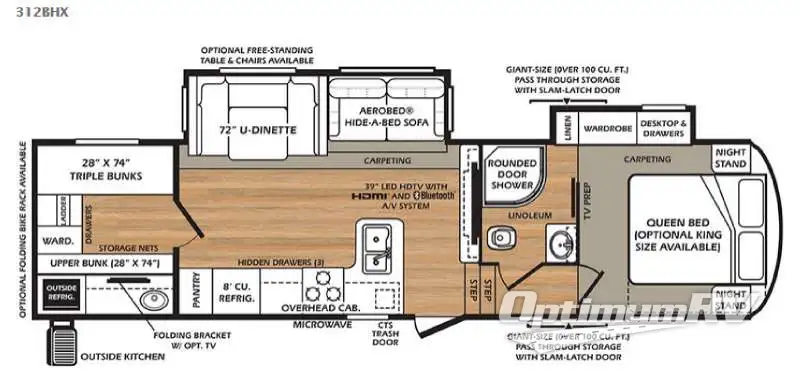 2016 Forest River Wildcat 312BHX RV Floorplan Photo