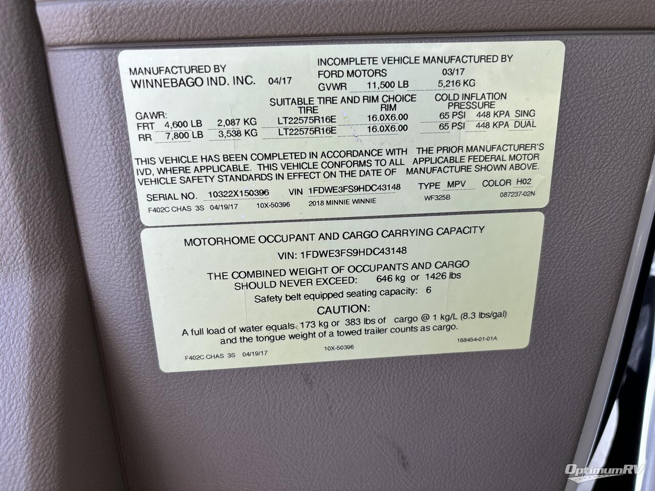 2018 Winnebago Minnie Winnie M-25B FORD Photo 16