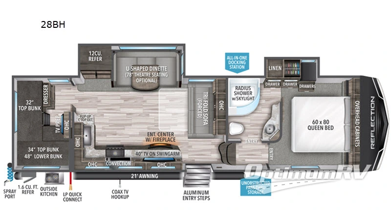 2020 Grand Design Reflection 28BH RV Floorplan Photo