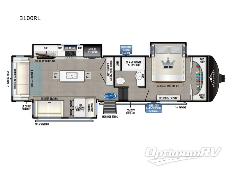 2025 East To West Blackthorn 3100RL Floorplan Photo