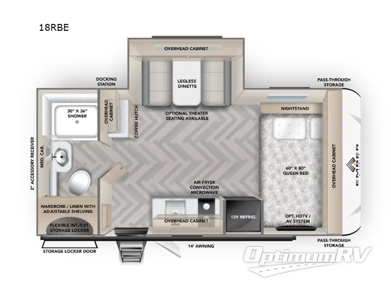 2026 Ember E-Series 18RBE RV Floorplan Photo