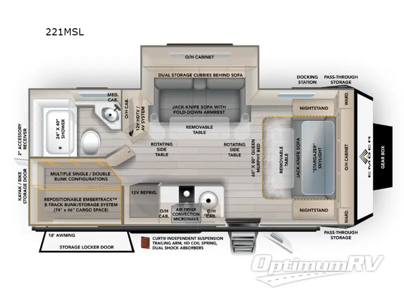 2026 Ember Overland Series 221MSL RV Floorplan Photo