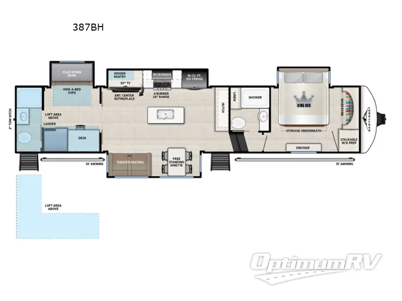 2026 East To West Tandara 387BH RV Floorplan Photo