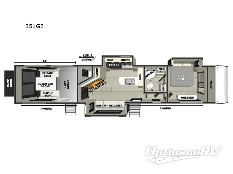 2025 Forest River Vengeance Rogue Armored 351G2 RV Floorplan Photo