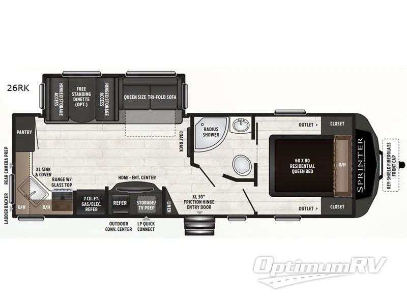 2020 Keystone Sprinter Campfire Edition 26RK Floorplan Photo