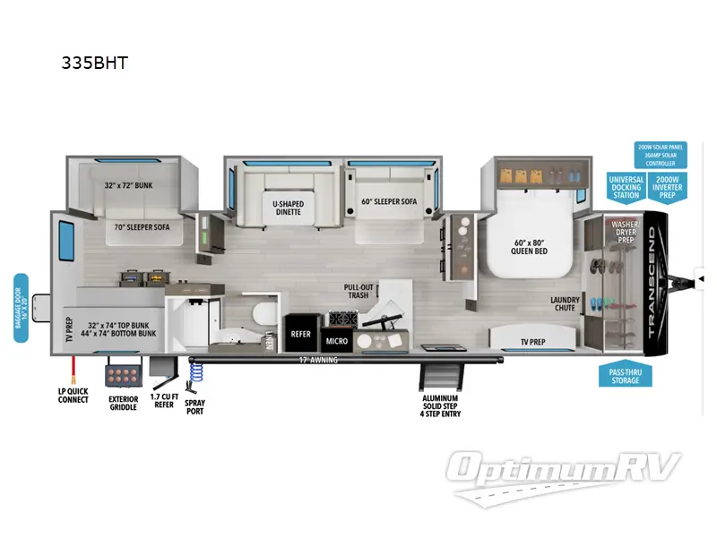 2026 Grand Design Transcend 335BHT Floorplan Photo