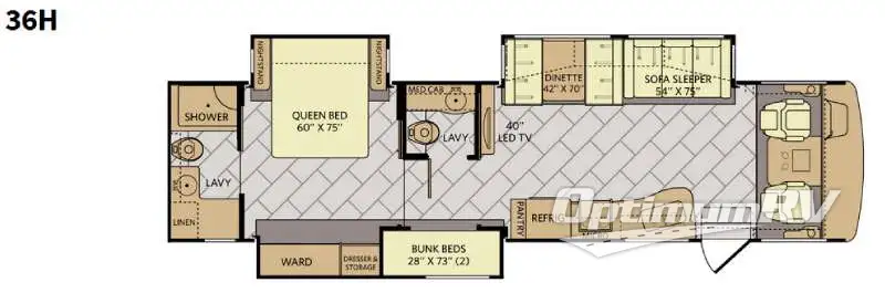 2016 Fleetwood Bounder 36H Floorplan Photo