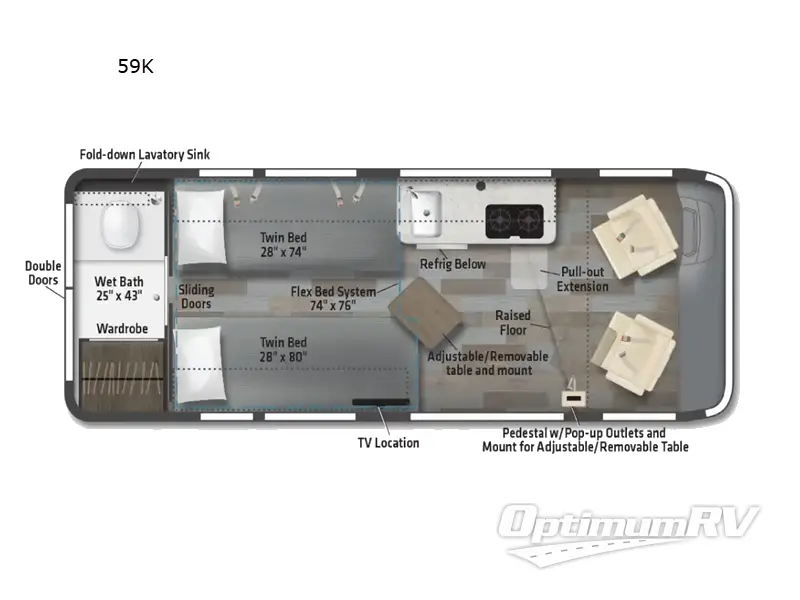 2024 Winnebago Travato 59K Floorplan Photo