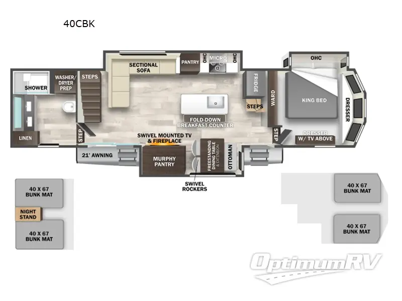 2026 Forest River Cedar Creek Cottage 40CBK RV Floorplan Photo