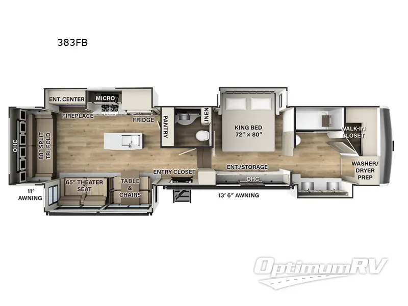 2024 Palomino Columbus 383FB RV Floorplan Photo