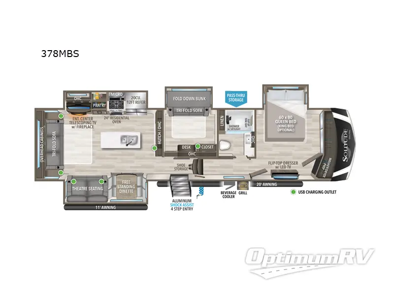 2023 Grand Design Solitude 378MBS RV Floorplan Photo