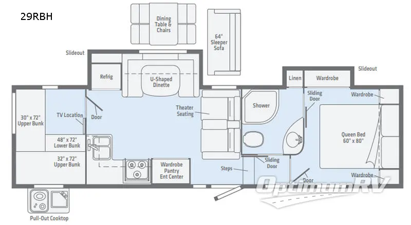 2019 Winnebago Towables Minnie Plus 29RBH RV Floorplan Photo